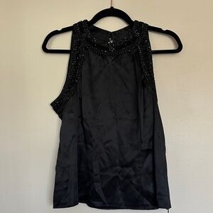 Lafayette 148 New York Black Beaded Tank Top